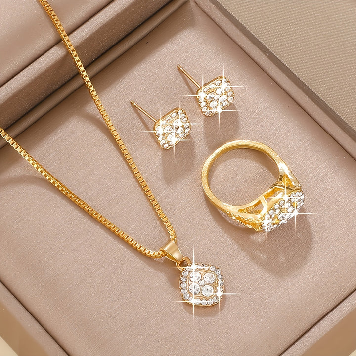 Elegant Four-Piece Glass Inlay Jewellery Set