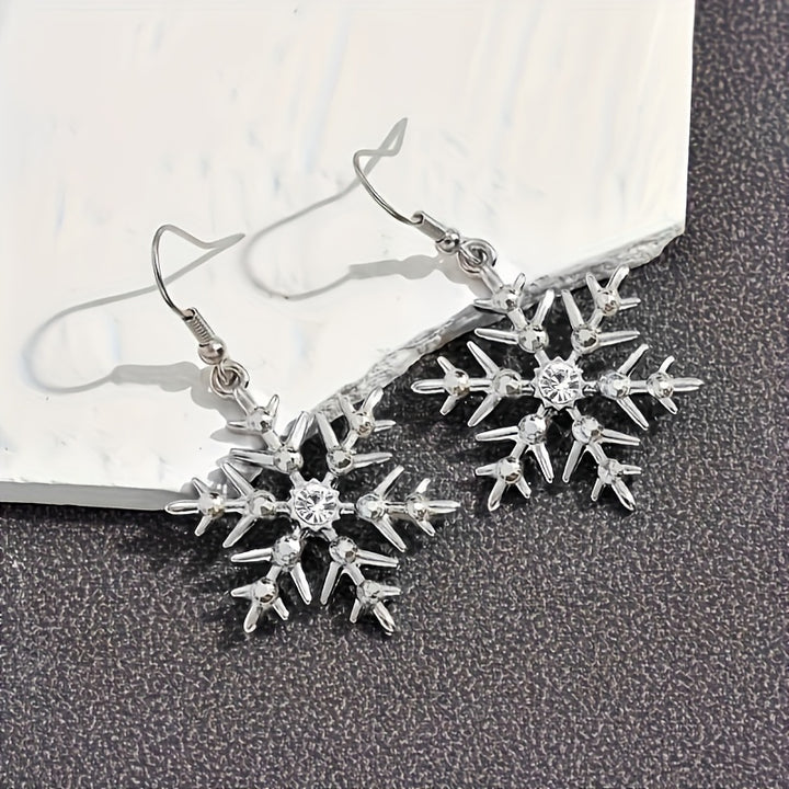 Elegant Rhinestone Snowflake Drop Earrings