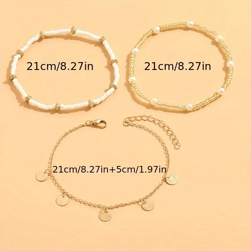 Elegant Gold Coastal Charm Anklet Set