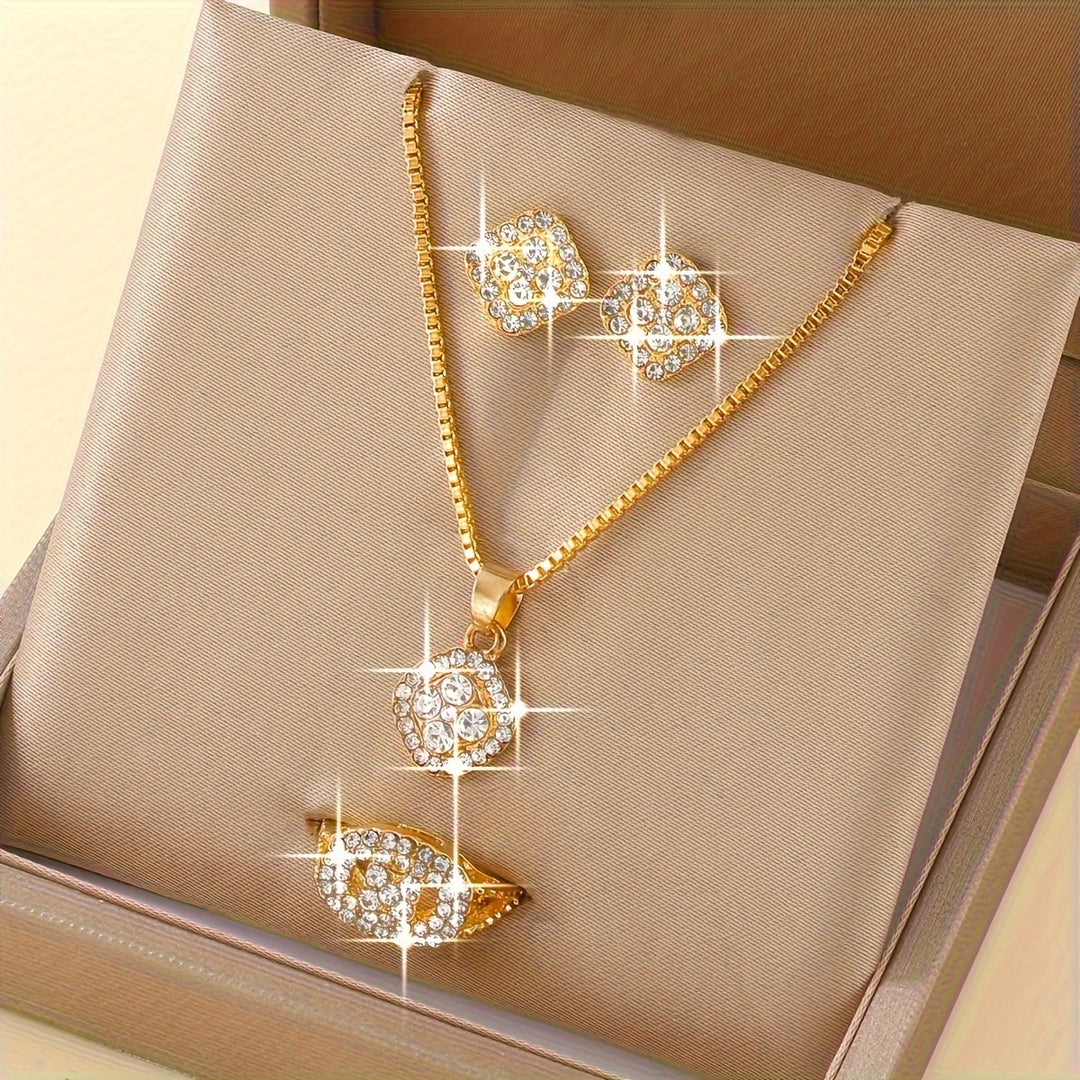 Elegant Four-Piece Glass Inlay Jewellery Set