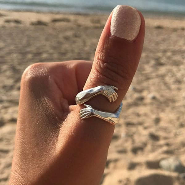 Silver Cuddle Ring with Customizable Fit
