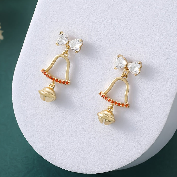 Elegant Christmas Bow and Bell Earrings