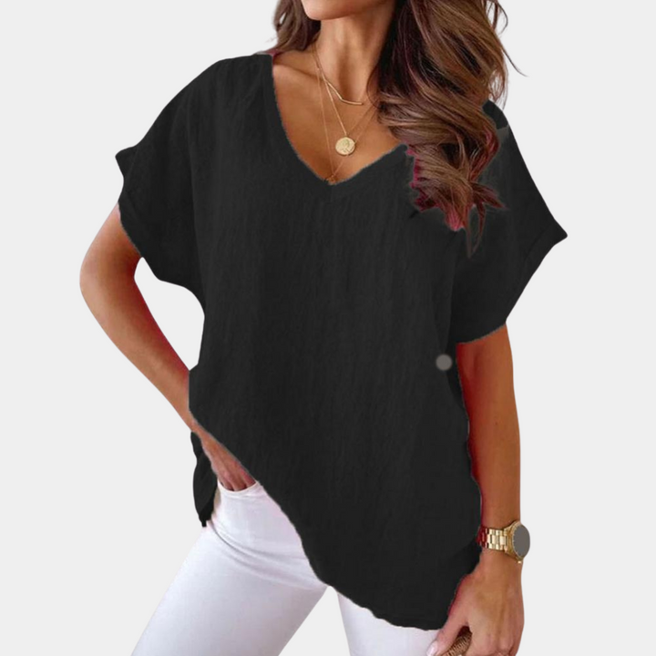 Breathable Linen Blouse for Summer Days in Black