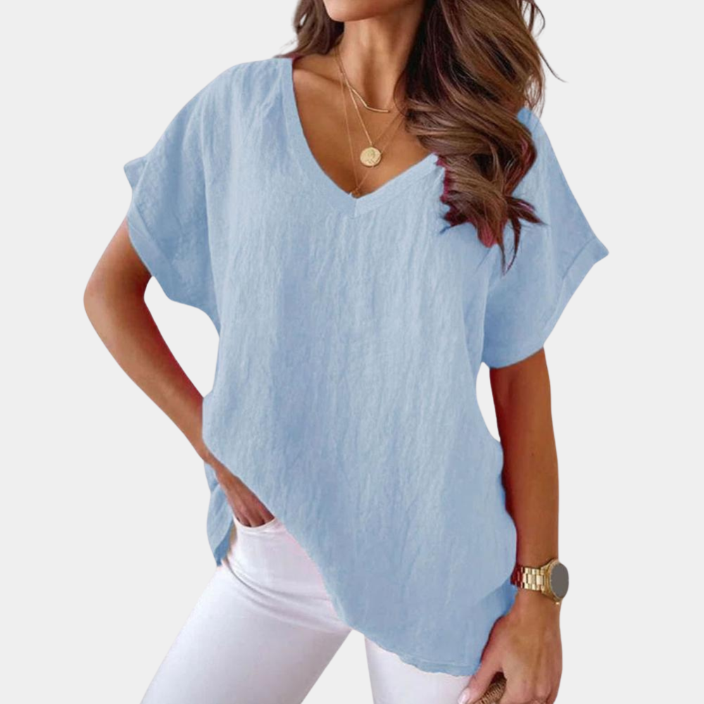 Breathable Linen Blouse for Summer Days in Blue