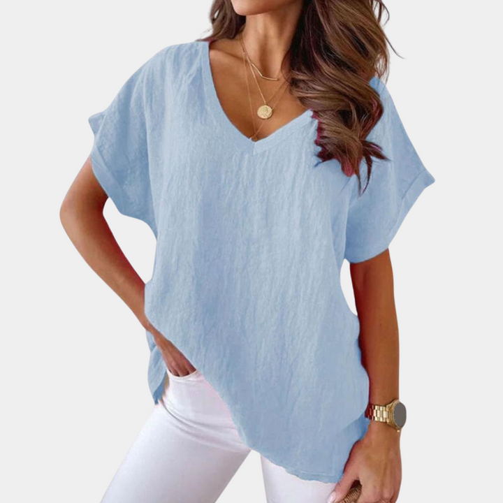 Breathable Linen Blouse for Summer Days in Blue
