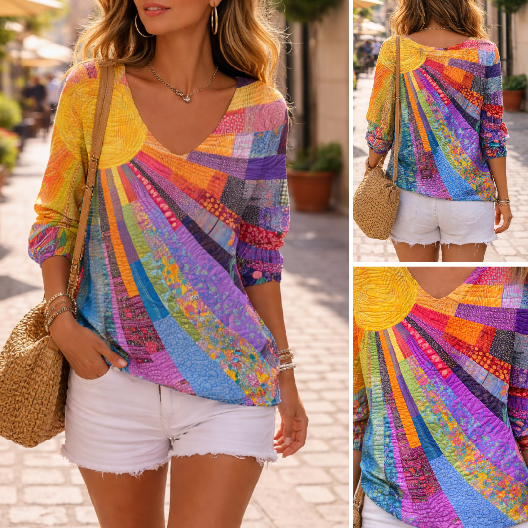 Buntes Patchwork T-Shirt Womens t-shirt (5)