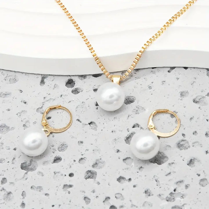 Elegant Golden Grace Pearl Jewellery Set