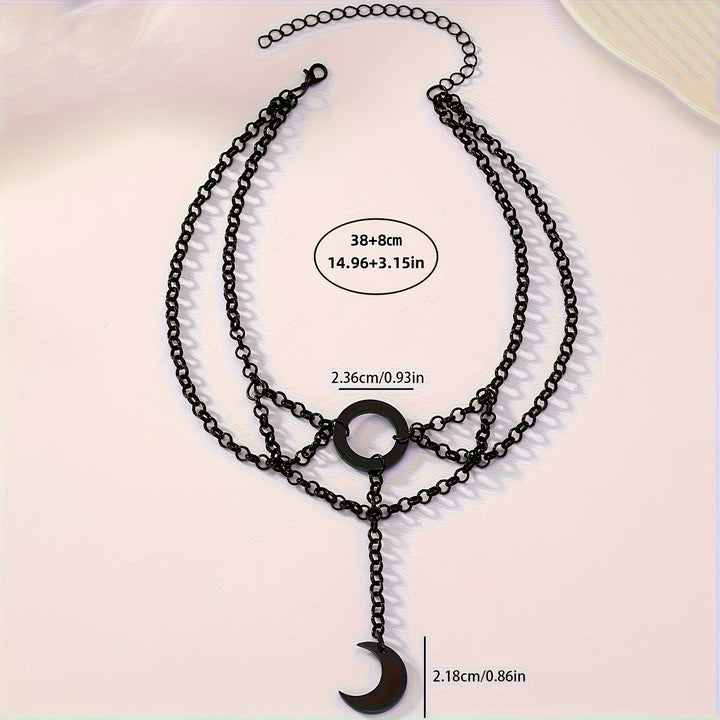 Gothic Crescent Moon Chain Choker