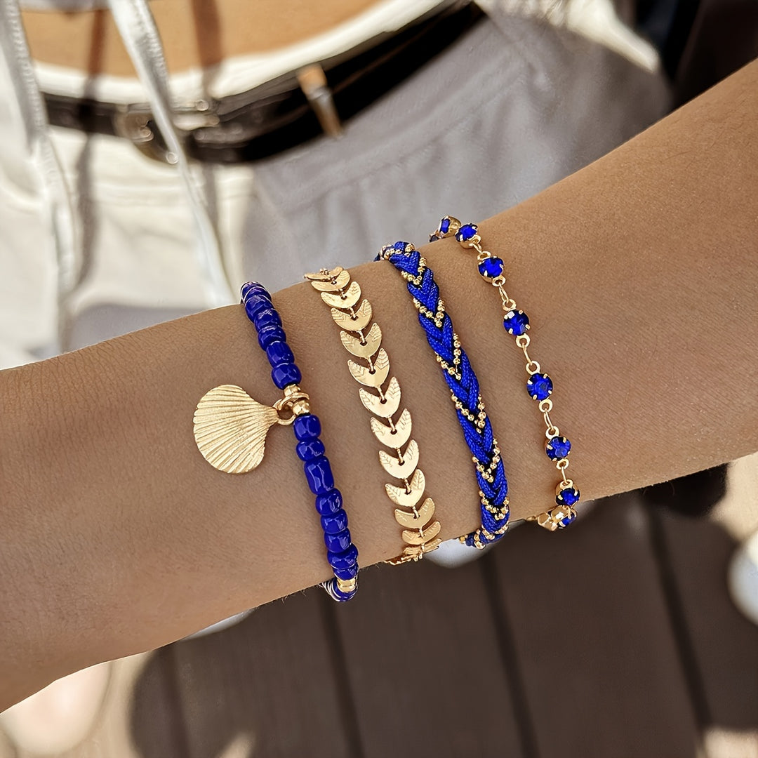 Elegant Shell and Braided Bracelet Set