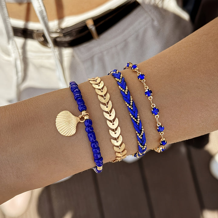 Elegant Shell and Braided Bracelet Set