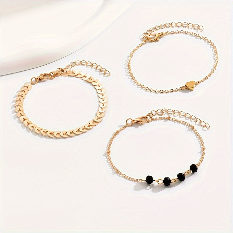 Vintage Gold Three-Piece Bracelet Set