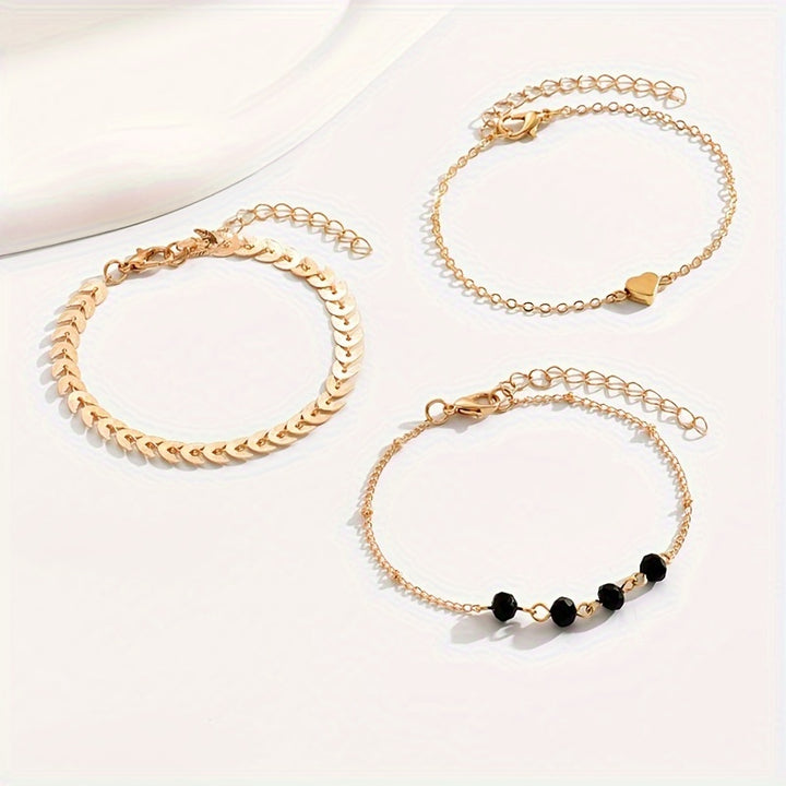Vintage Gold Three-Piece Bracelet Set