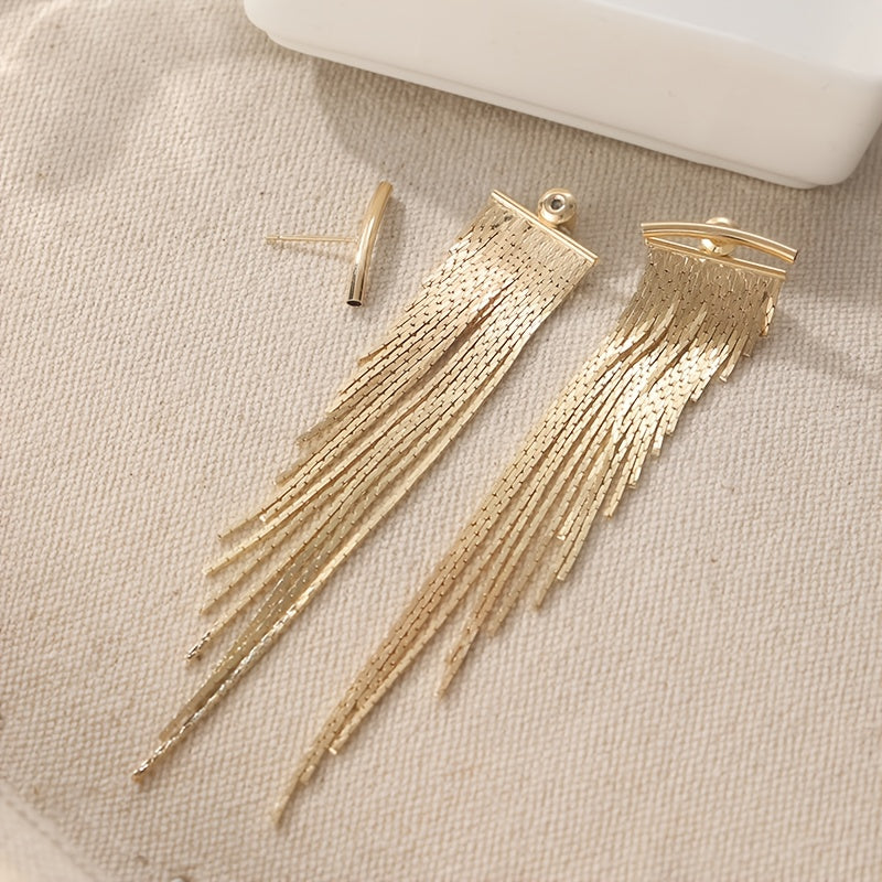 Chic Golden Tassel Drop Earrings
