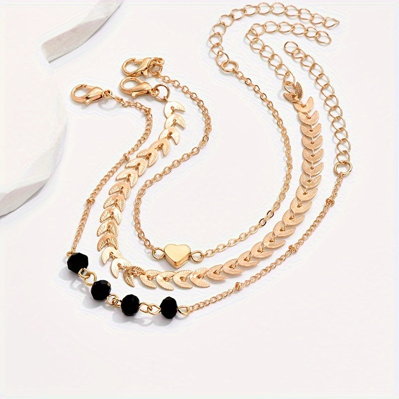 Vintage Gold Three-Piece Bracelet Set
