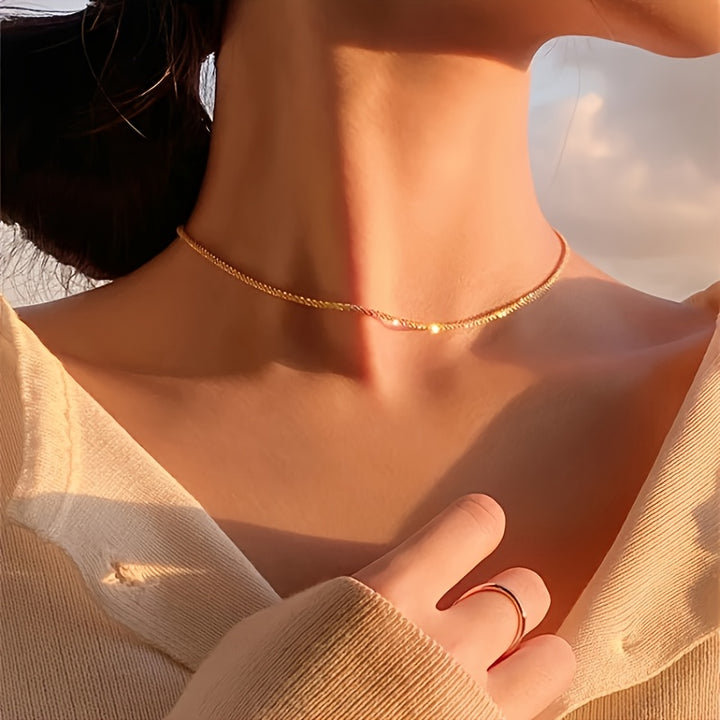 Elegant Glittering Caterpillar Chain Bracelet and Necklace Set