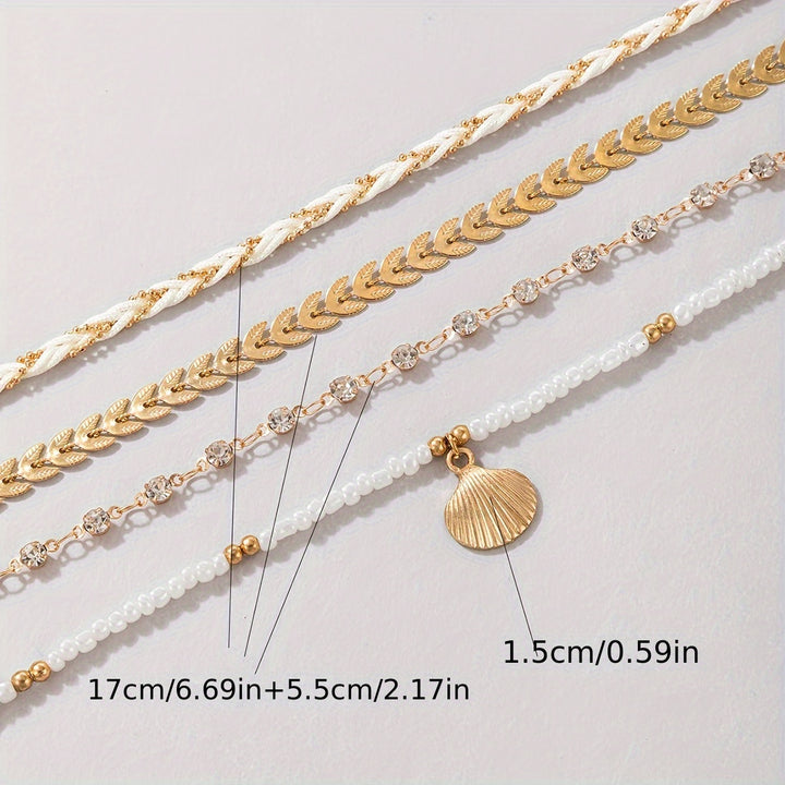 Elegant Shell and Braided Bracelet Set