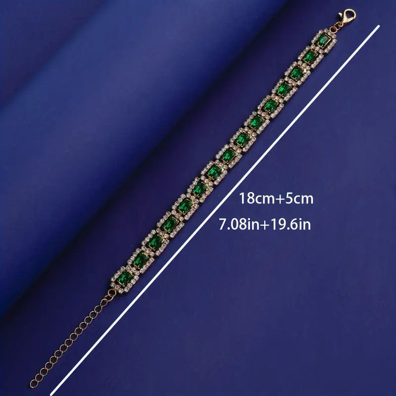 Shny Emerald Green-Gold Bracelet