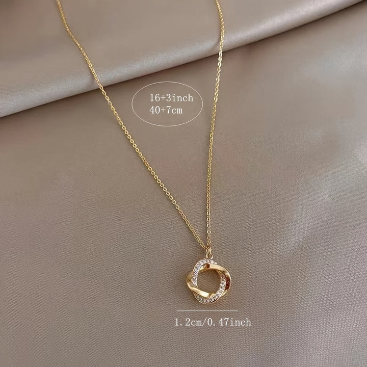 Elegant Gold Pendant Necklace with Faux Diamonds
