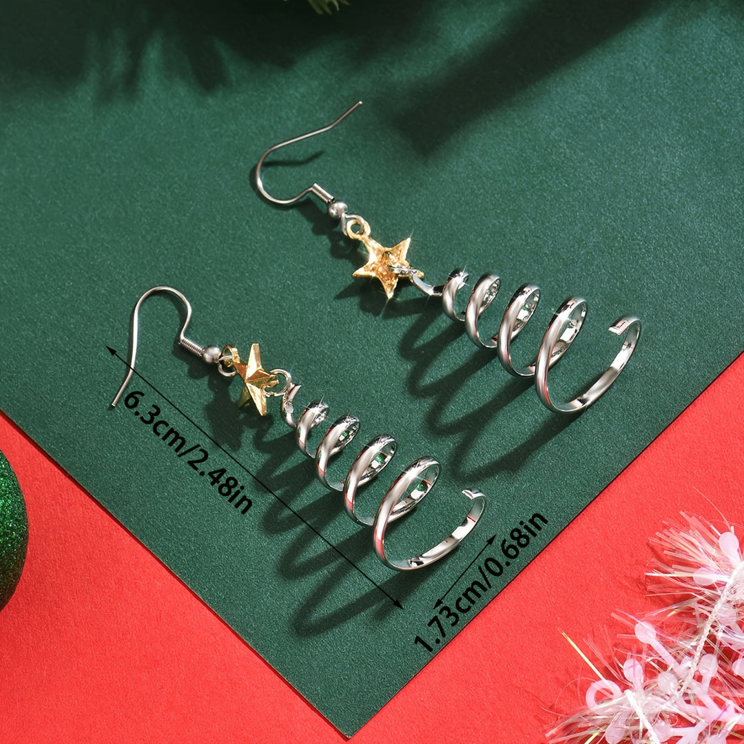 Vintage Silvery Christmas Tree Dangle Earrings