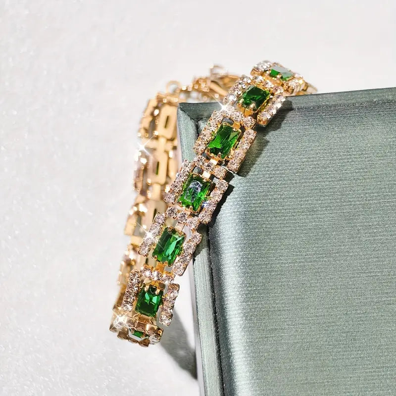 Shny Emerald Green-Gold Bracelet