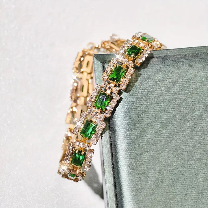 Shny Emerald Green-Gold Bracelet