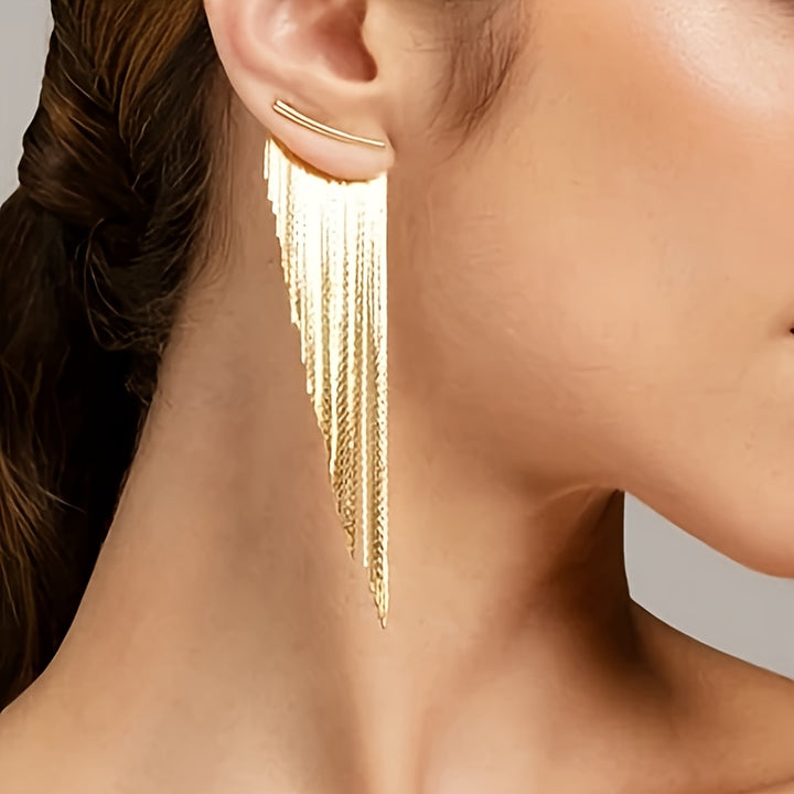 Chic Golden Tassel Drop Earrings