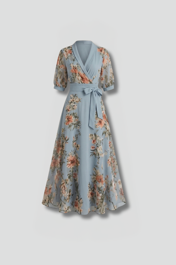 Effortless Floral Wedding Guest Dress in Midi