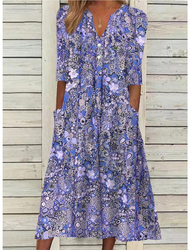 Elegant Flowing Maxi Beach Dress in Blue 1
