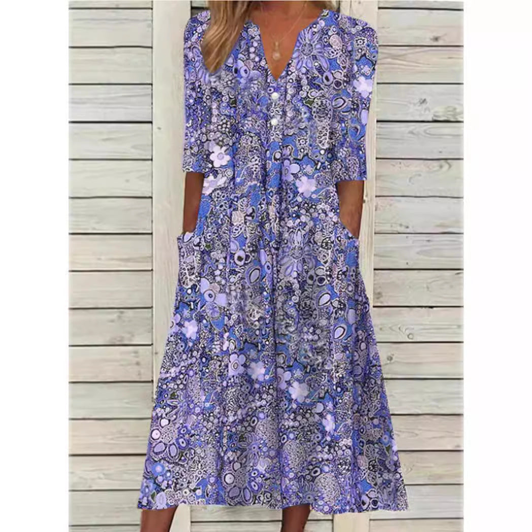 Elegant Flowing Maxi Beach Dress in Blue 2