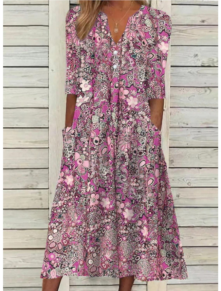 Elegant Flowing Maxi Beach Dress in Pink 1