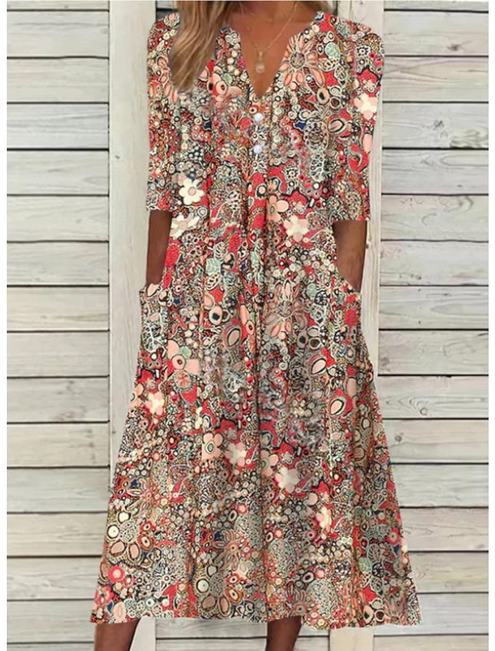 Elegant Flowing Maxi Beach Dress in Red