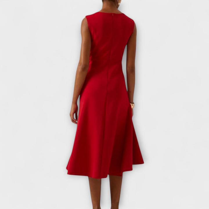 Elegant Midi Wedding Guest Dress for Autumn (2)