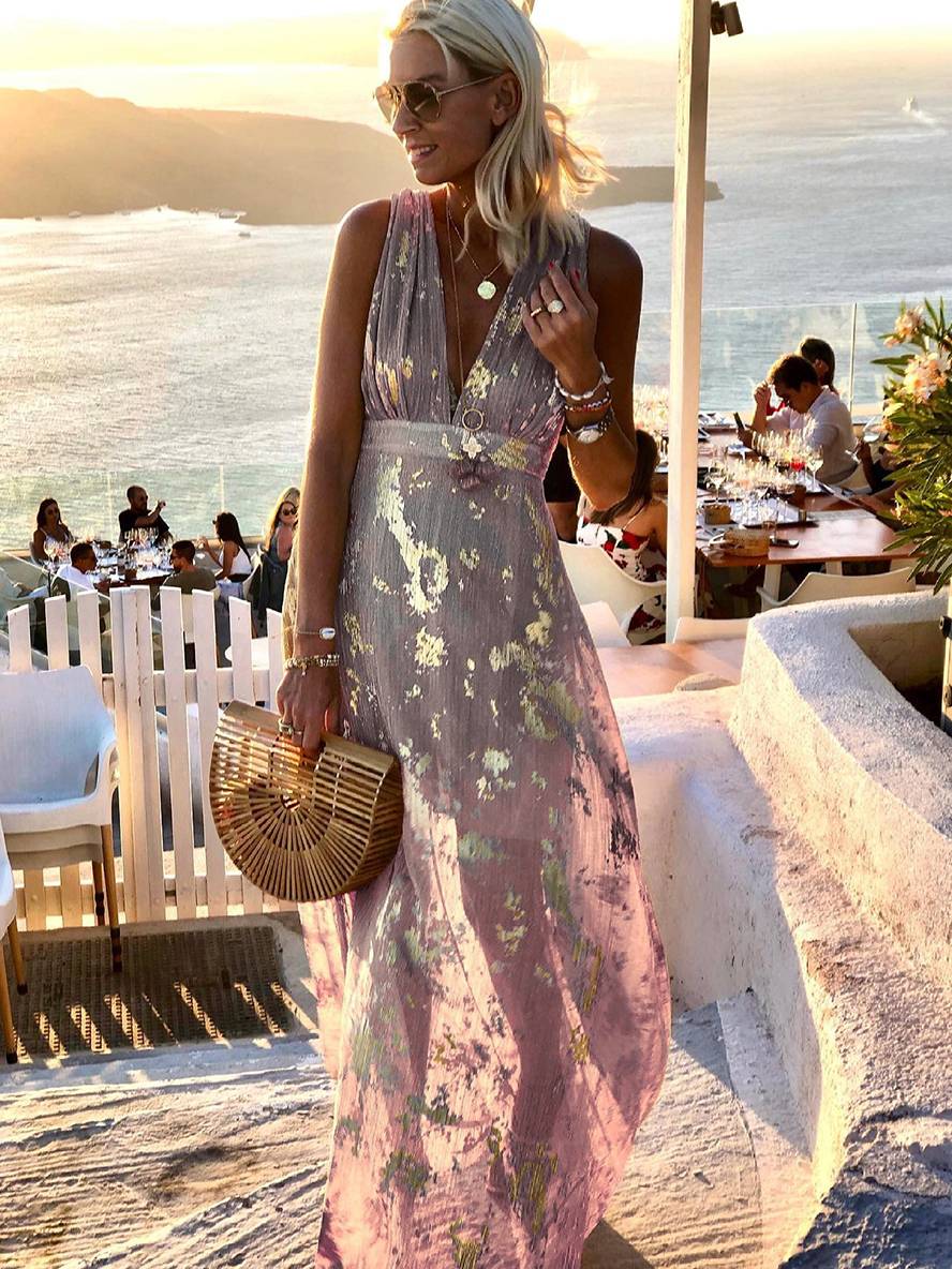 Elegant Sequin Wedding Guest Maxi Dress in Pink