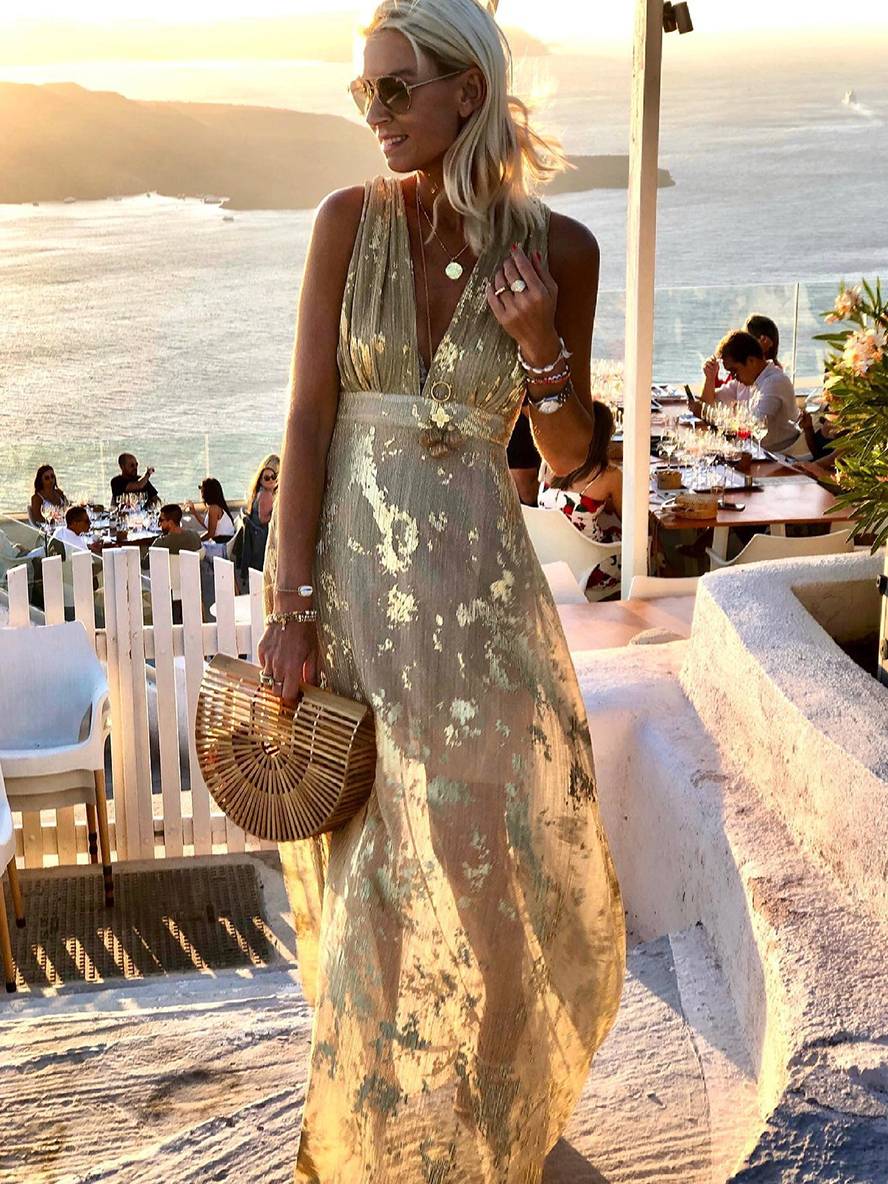 Elegant Sequin Wedding Guest Maxi Dress in Yellow