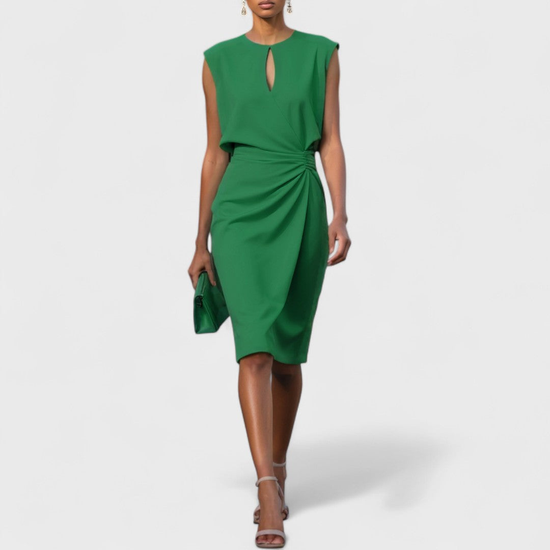 Elegant Wedding Guest Dress with Midi Length in Green