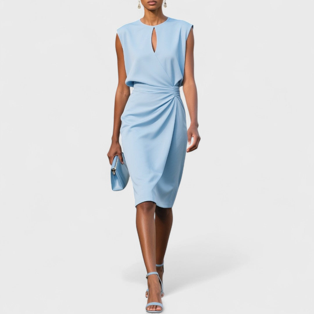 Elegant Wedding Guest Dress with Midi Length in Sky Blue