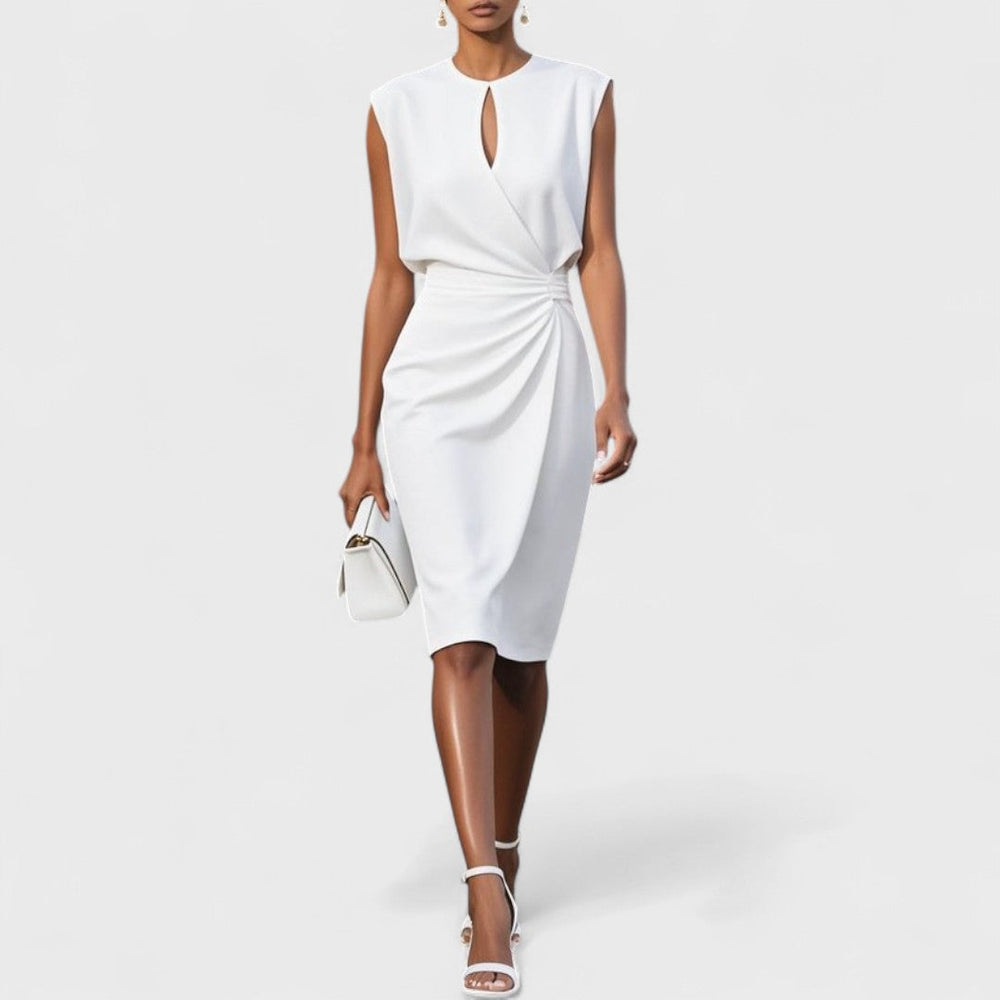 Elegant Wedding Guest Dress with Midi Length in White