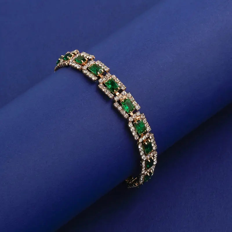 Shny Emerald Green-Gold Bracelet