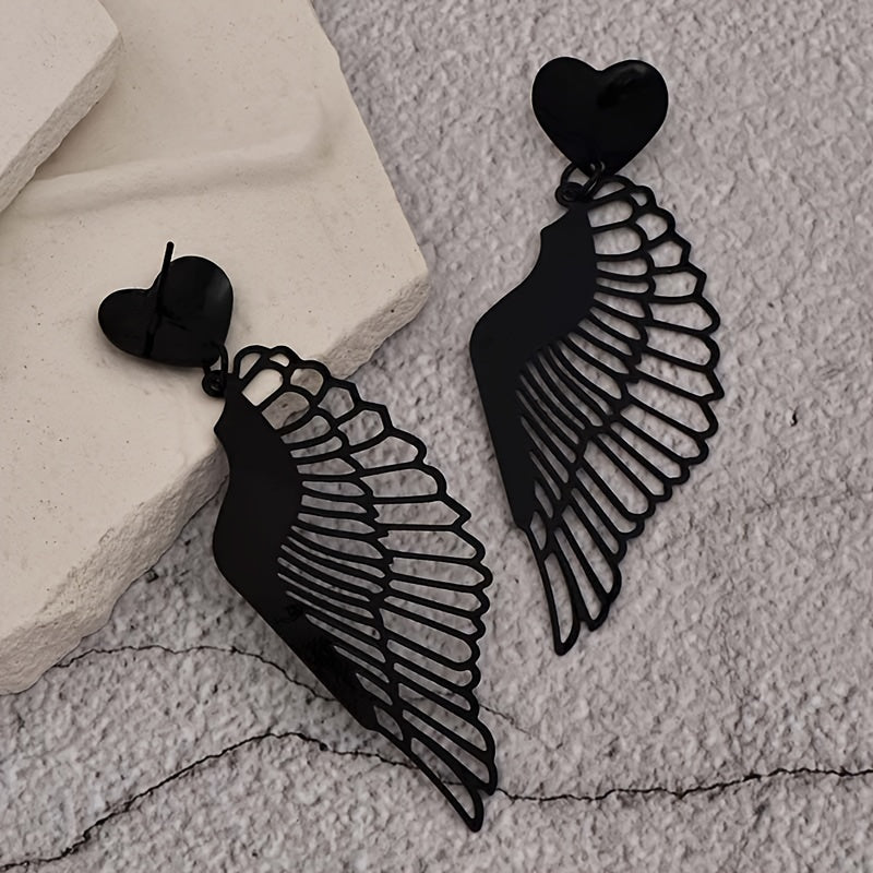 Gothic Black Wing Earrings
