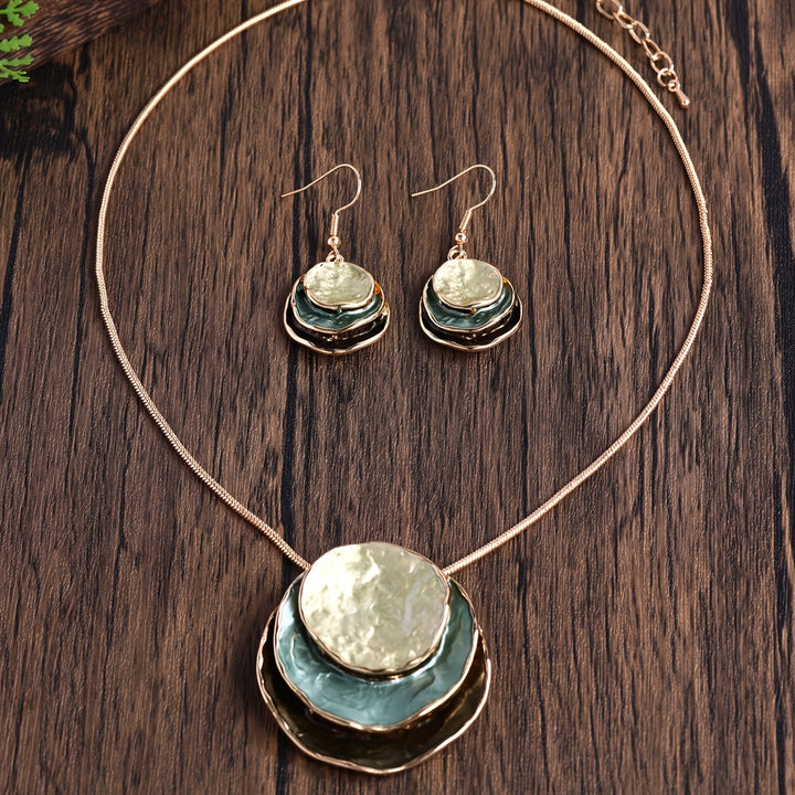 Chic Bohemian Three-Layer Necklace and Earrings Set