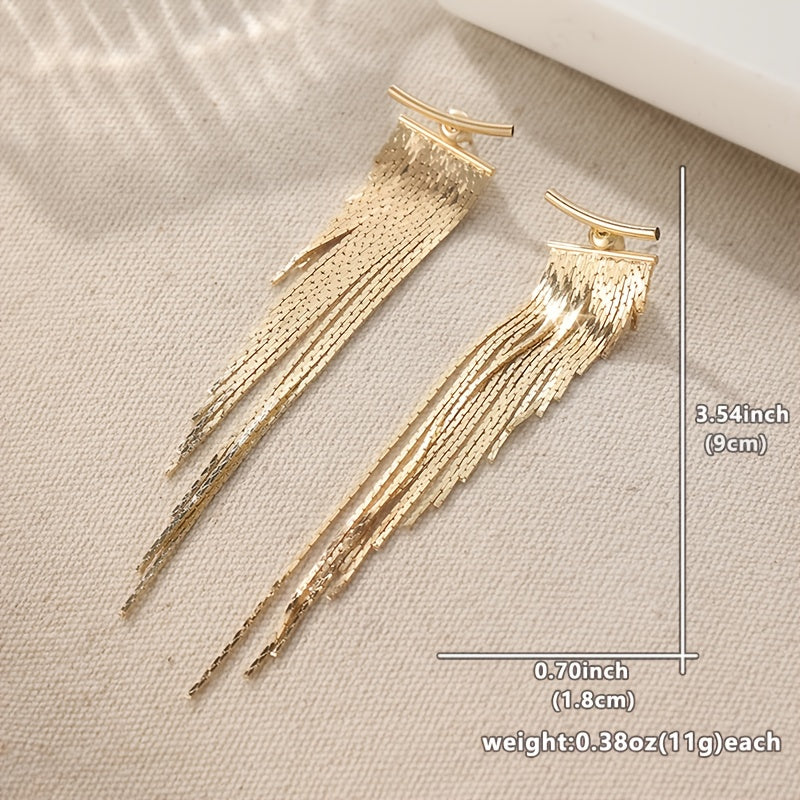 Chic Golden Tassel Drop Earrings