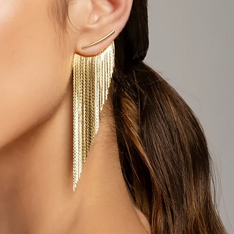 Chic Golden Tassel Drop Earrings