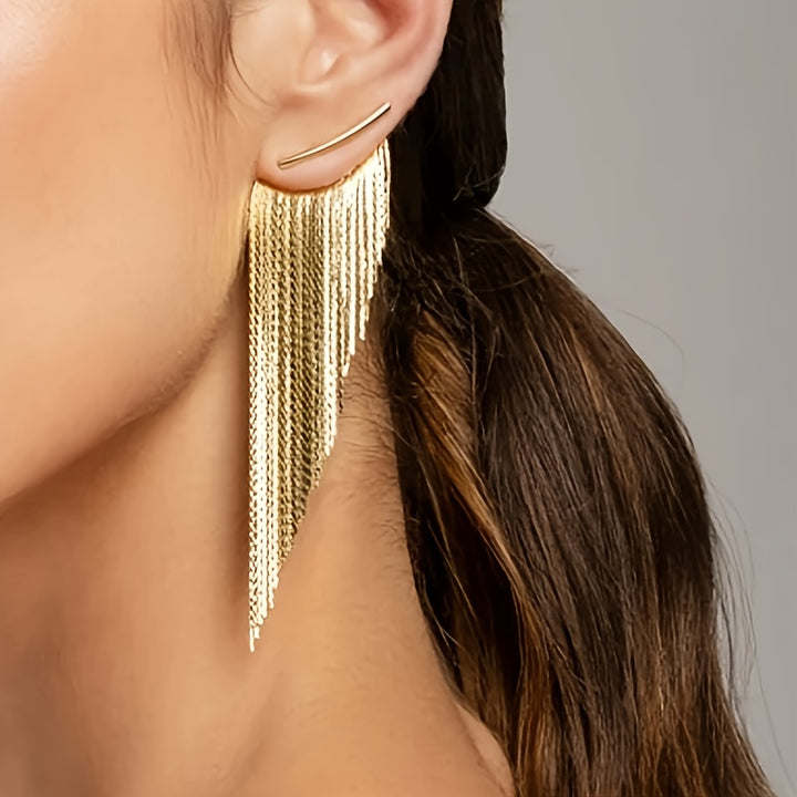 Chic Golden Tassel Drop Earrings