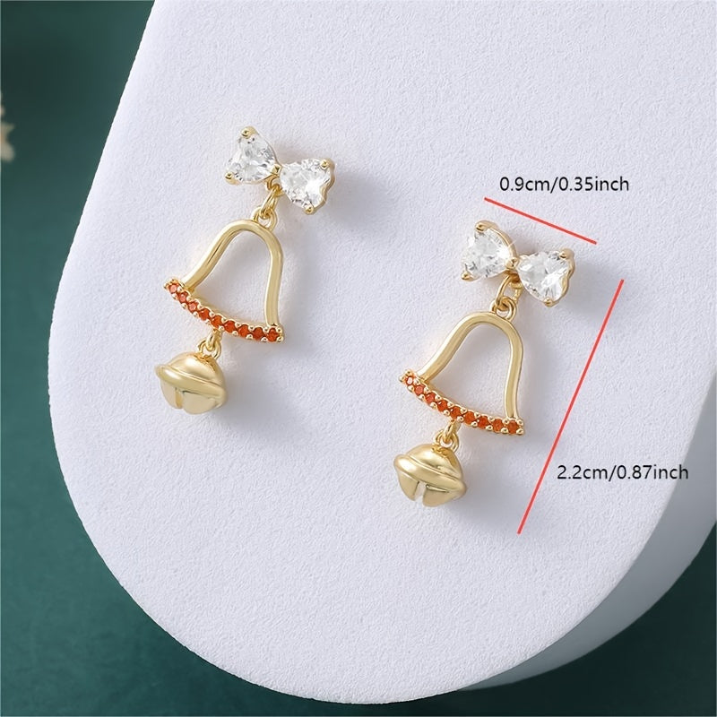 Elegant Christmas Bow and Bell Earrings