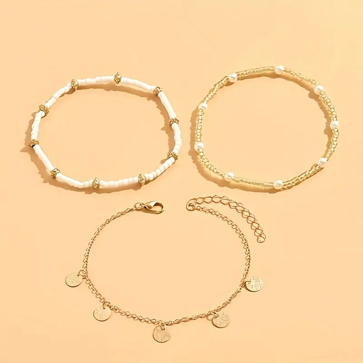Elegant Gold Coastal Charm Anklet Set