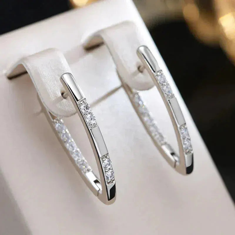 Sophisticated Gold Earrings with Zirconia Stones