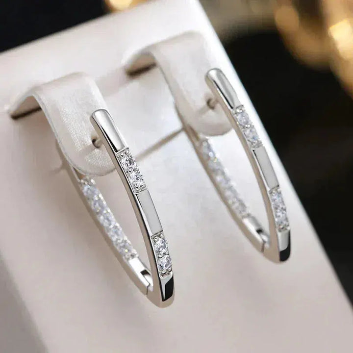Sophisticated Gold Earrings with Zirconia Stones