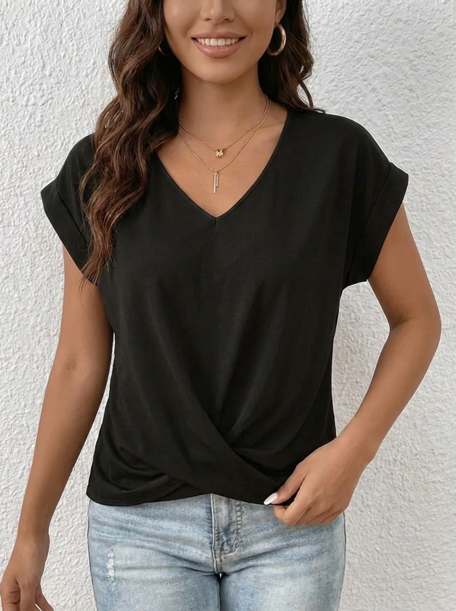 Lässiges T-Shirt mit V-Ausschnitt Womens (3)