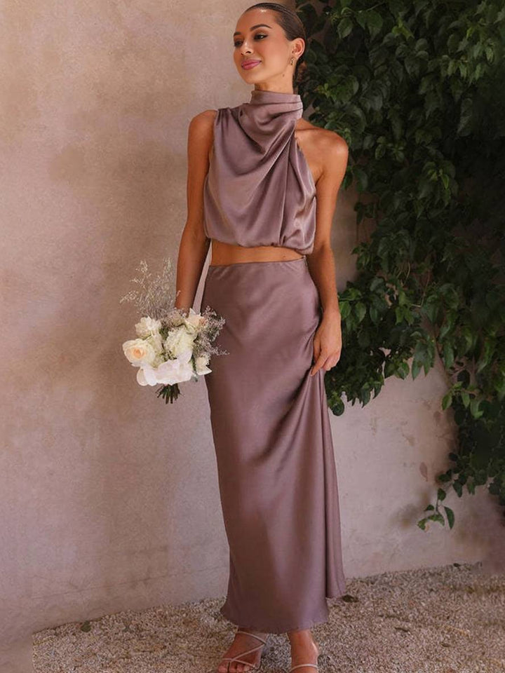 Women's Elegant Two-Piece Set for Wedding Guests in Purple 1