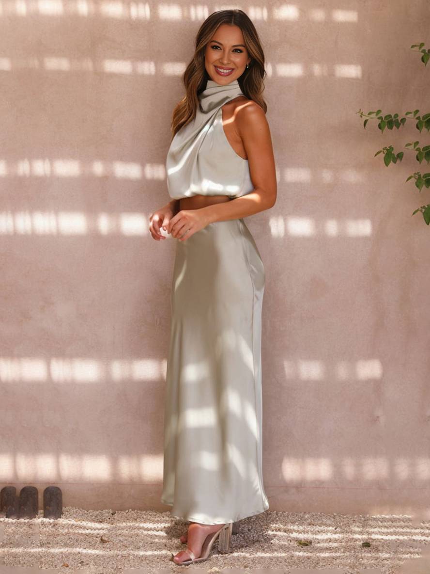 Women's Elegant Two-Piece Set for Wedding Guests in Purple 2